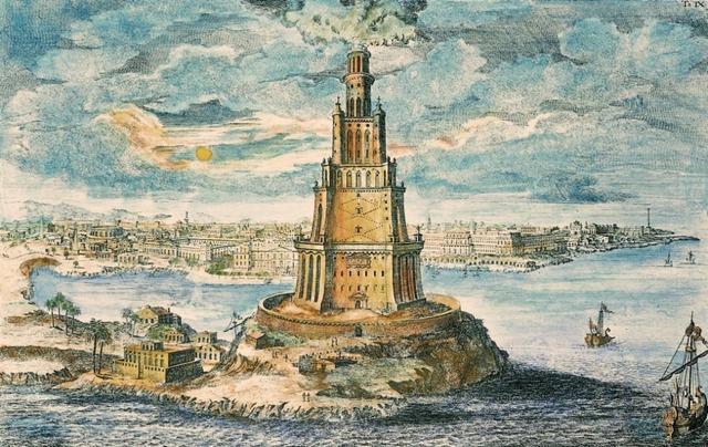 Johann Bernhard Fischer von Erlach: „Leuchtturm von Pharos“ aus: „Entwurf einer historischen Architektur“
